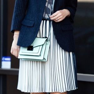 J.Crew Navy Blue and White Pleated Skirt